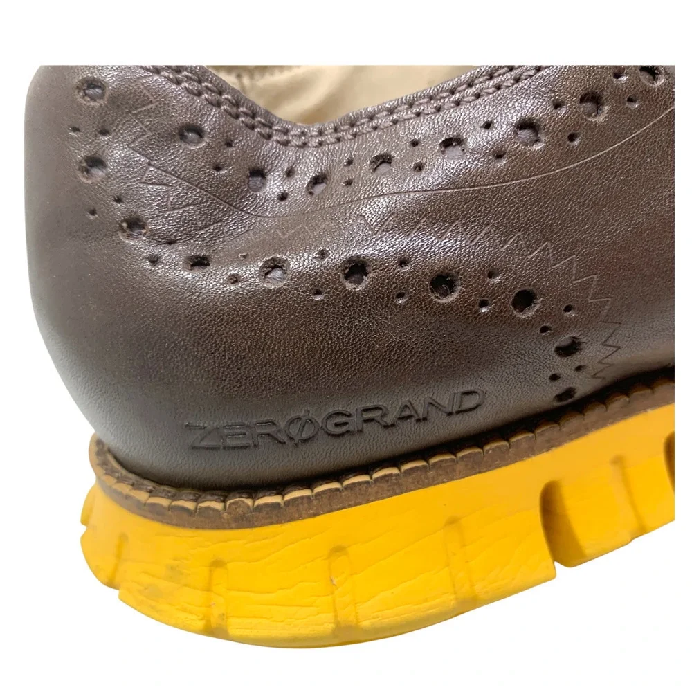 Cole Haan Zerogrand Brown Leather Wingtip Brogue Oxfords Sz 9.5 Shoes C31168